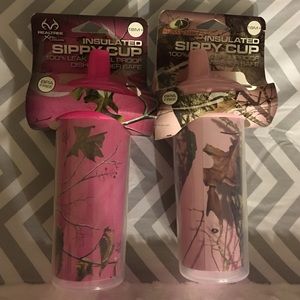 2 pink Camo insulated sippie cups NWT