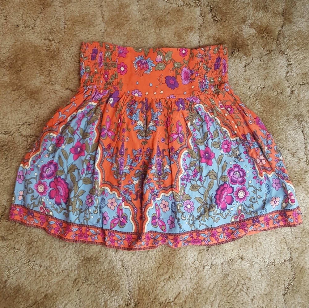 Vibrant Boho Floral Mini Skirt with Pockets