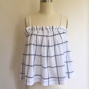 Zara white & black cropped swing top / size M