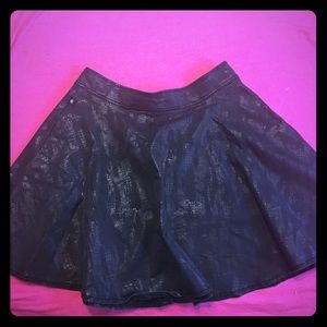 Rock & Republic Black Leather-Like Skater Skirt
