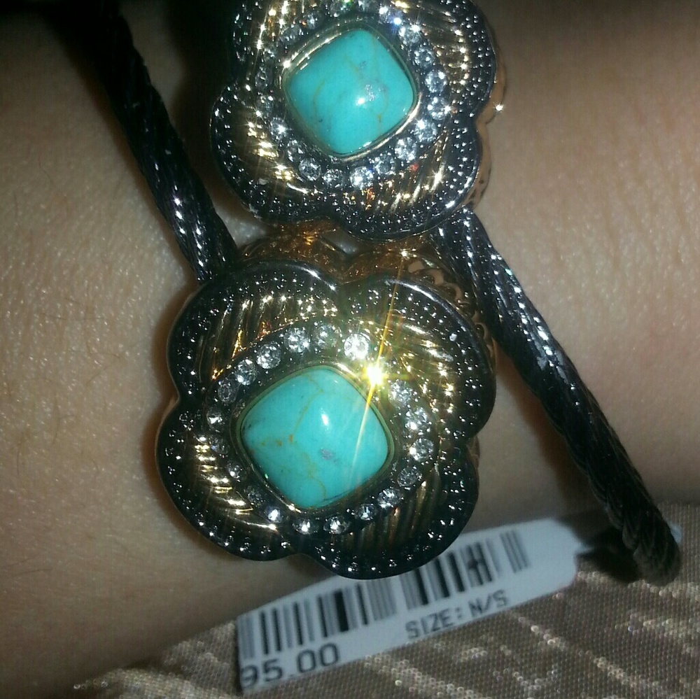 Turquoise & Crystal Bangle