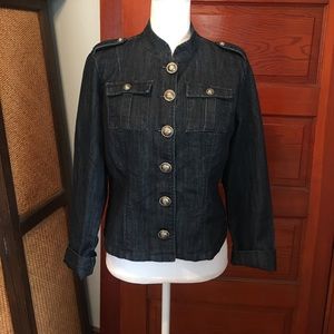 Military style jean jacket