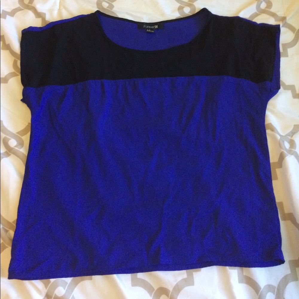 Short sleeve blue colorblock