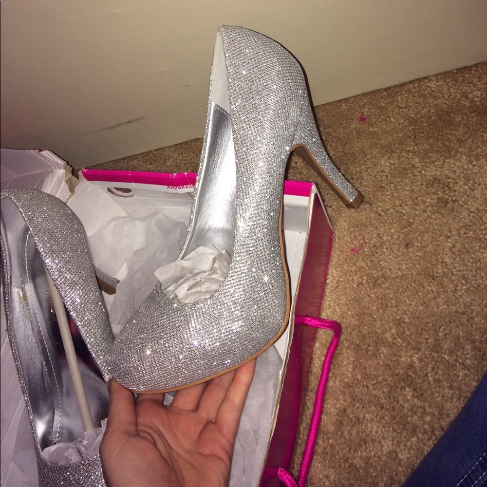 Silver Glitter High Heels