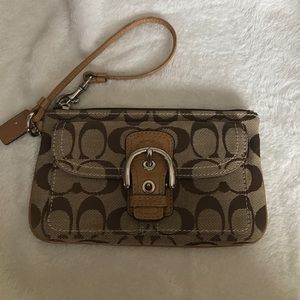 Tan coach wristlet