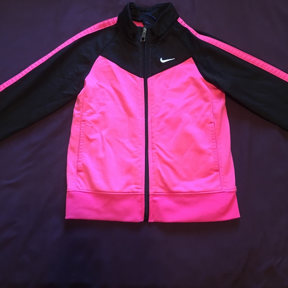 Nike pink and black zip-up sweater 6X