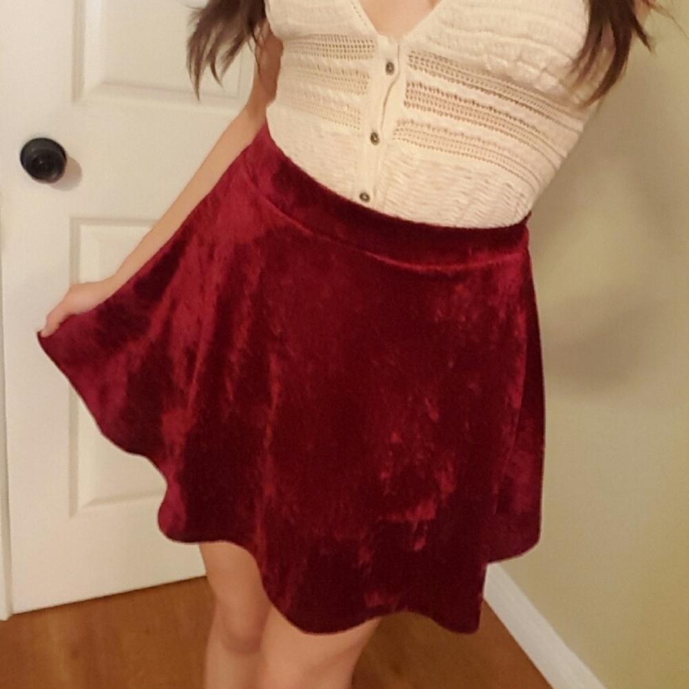 Crushed Velvet Skater Skirt