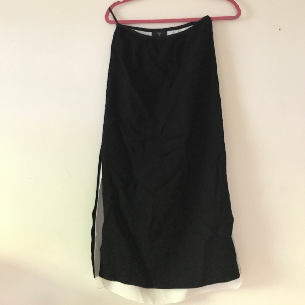 Edun Black and White Layered Side Slit Midi Skirt