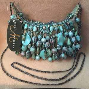 NWT Mary Frances Turquoise Beaded Handbag