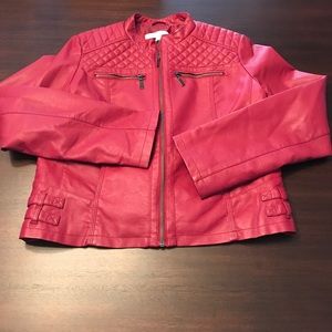 Women's L New York & Co Faux Leather Jacket Red