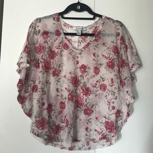 Rose floral poncho shirt