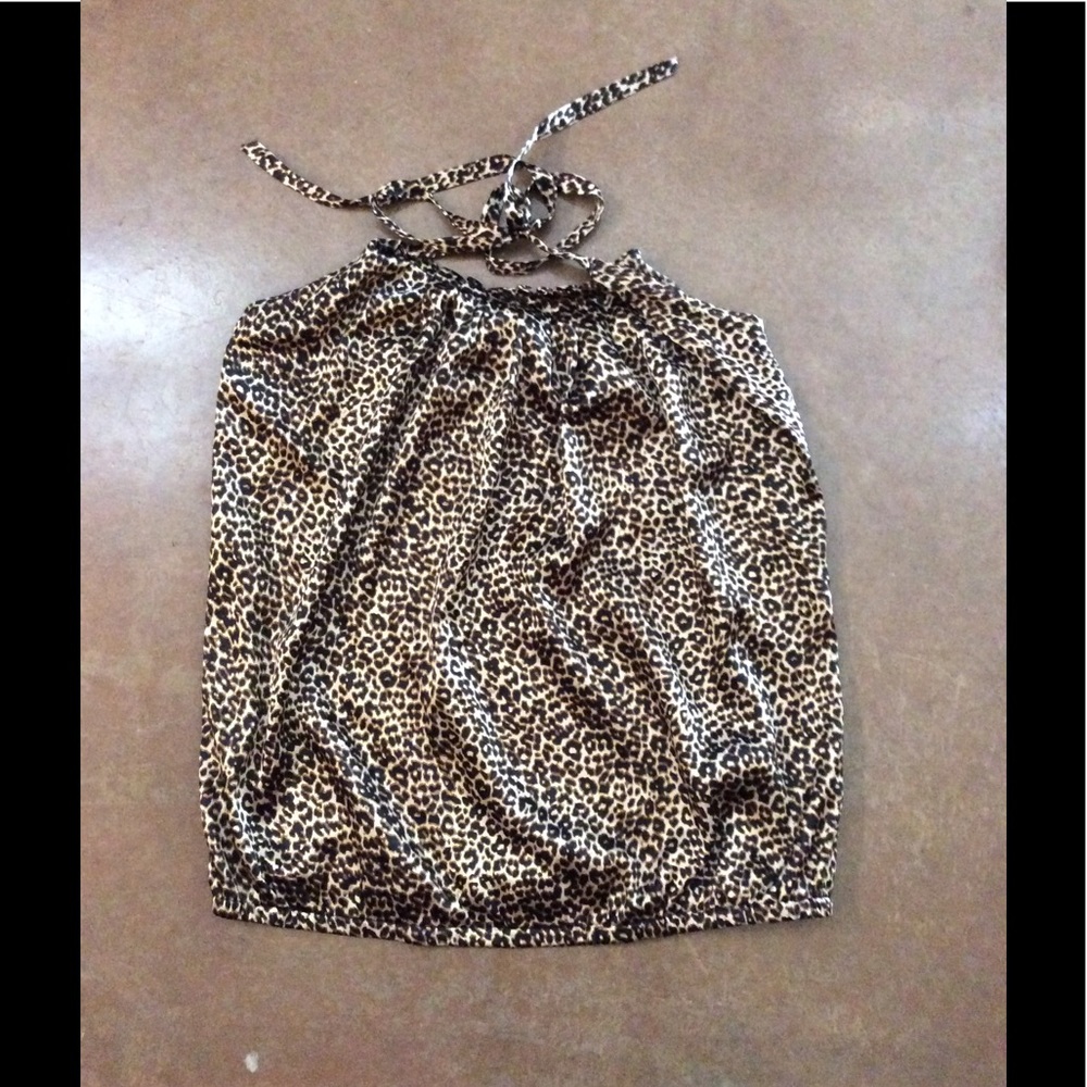 Sm leopard print silk halter from Express