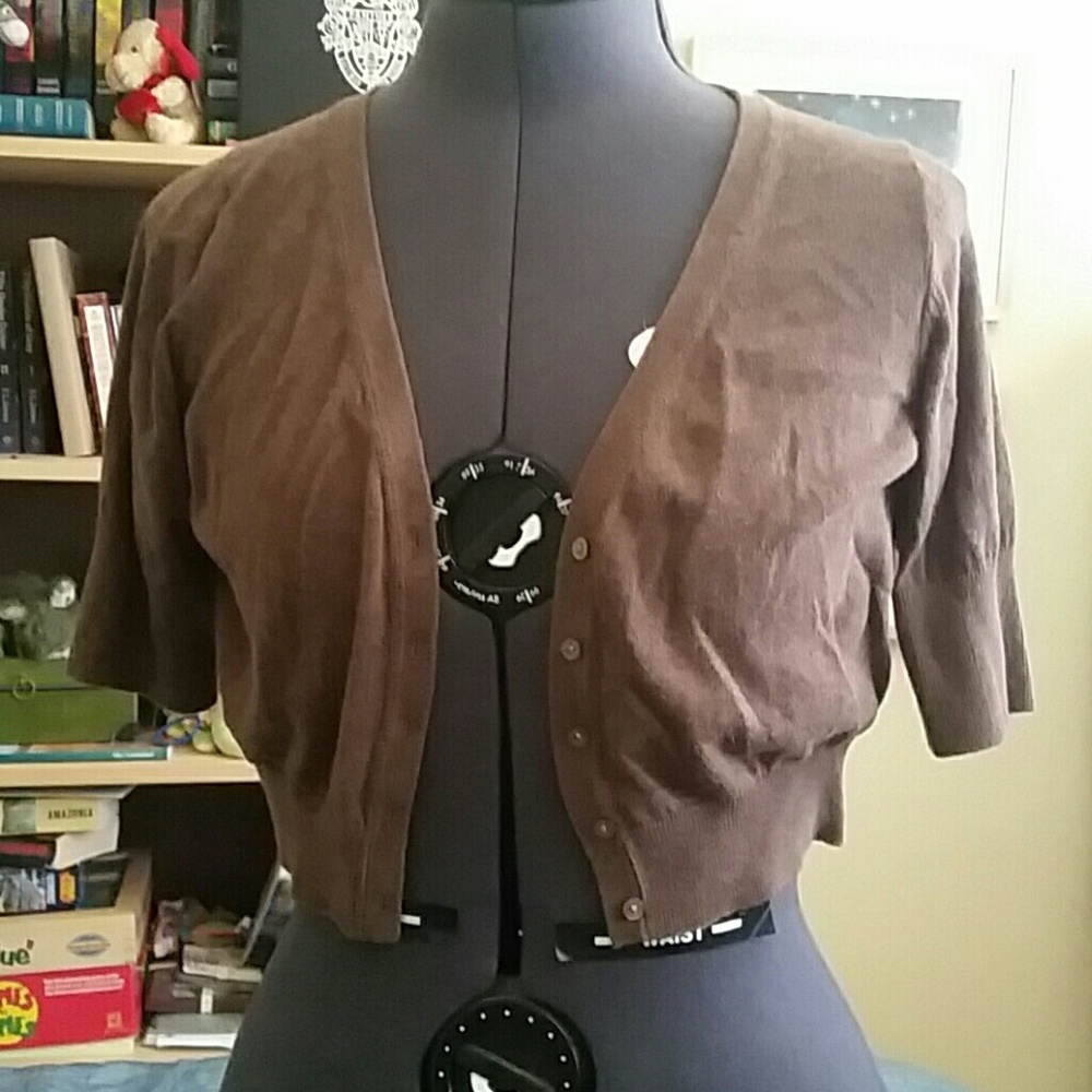 CLEARANCE! Brown crop lightweight sweater