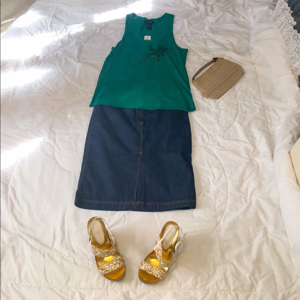 Calvin Klein Jeans emerald beaded tank medium