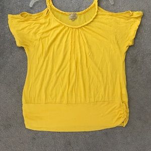 Yellow bare shoulders top