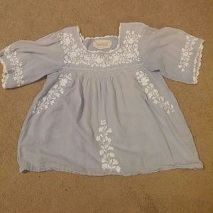 blue Mexican embroidered blouse