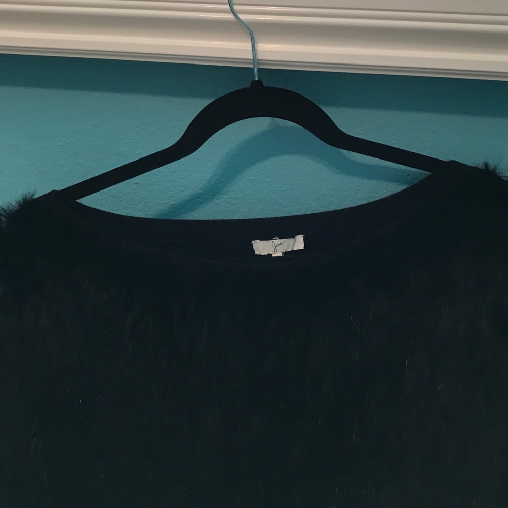 Joie Black Sweater with real Fur in front
