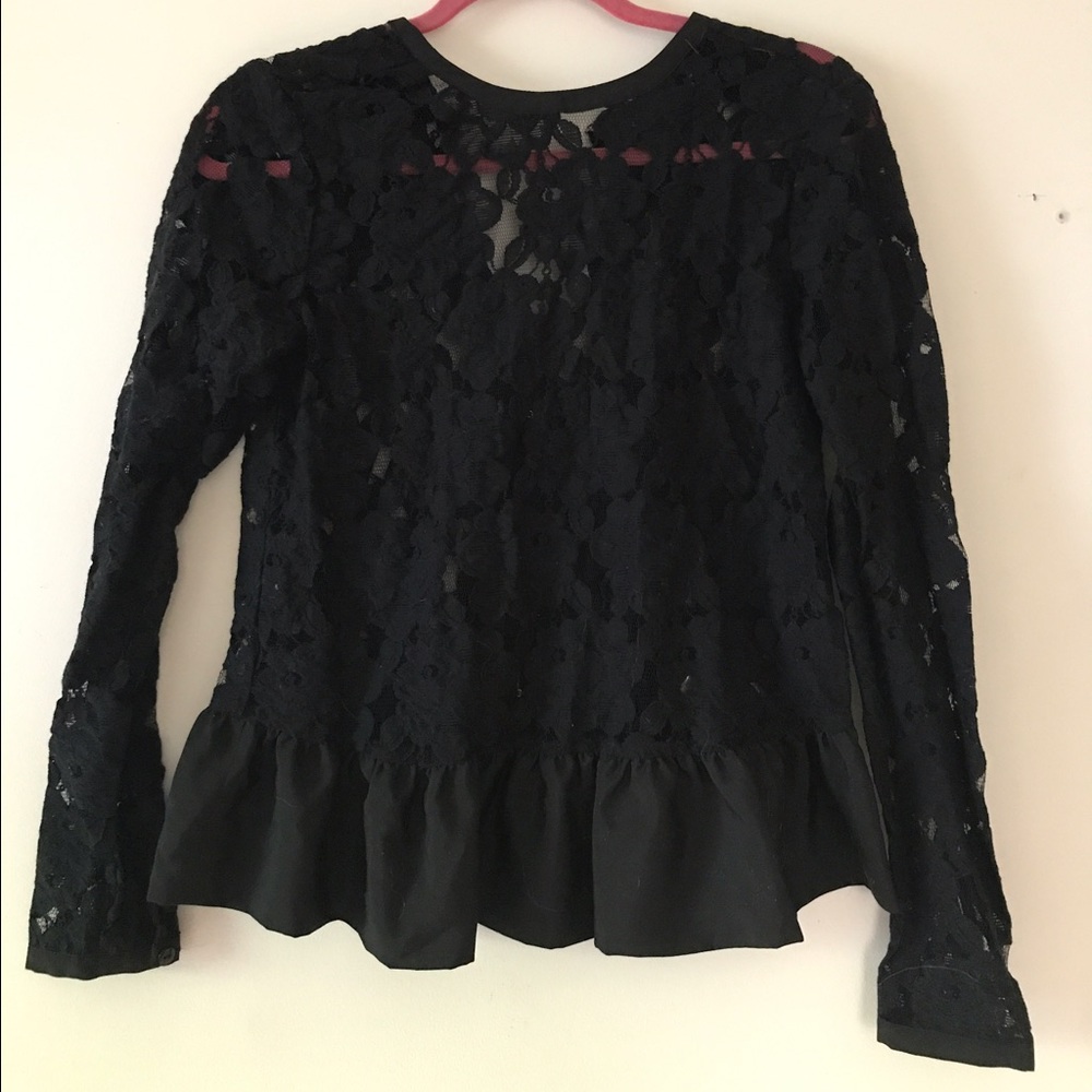 ASOS Sheer Black Lace Peplum Top