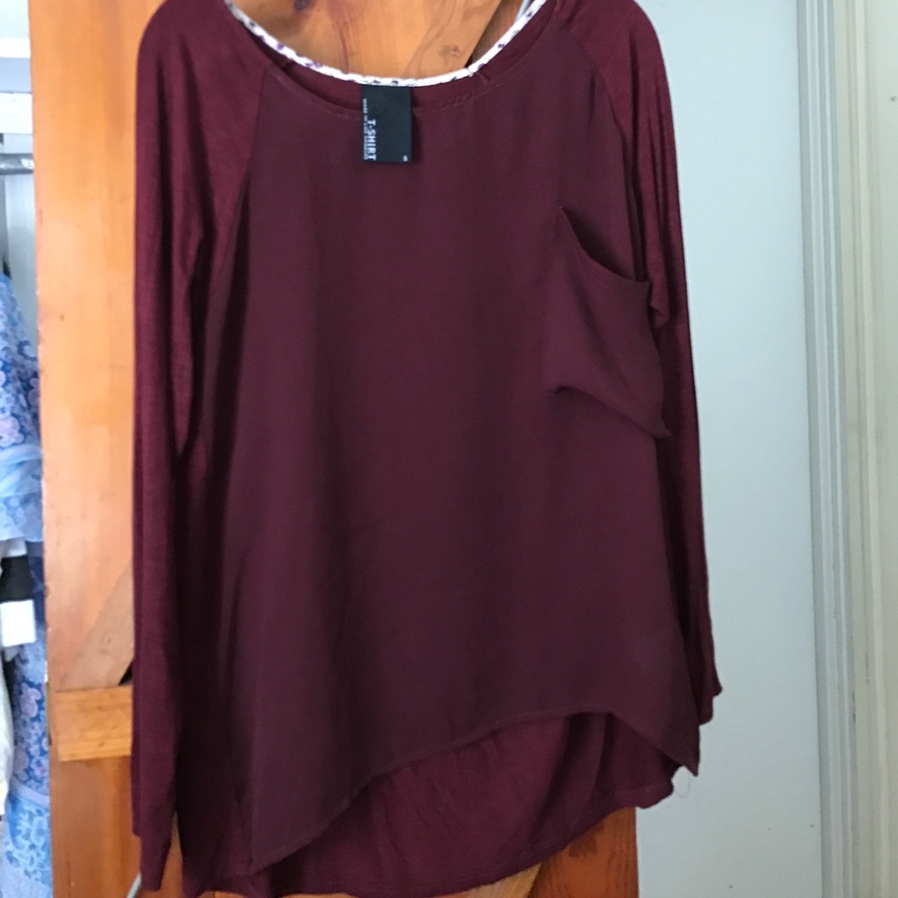 Long sleeve blouse with pocket