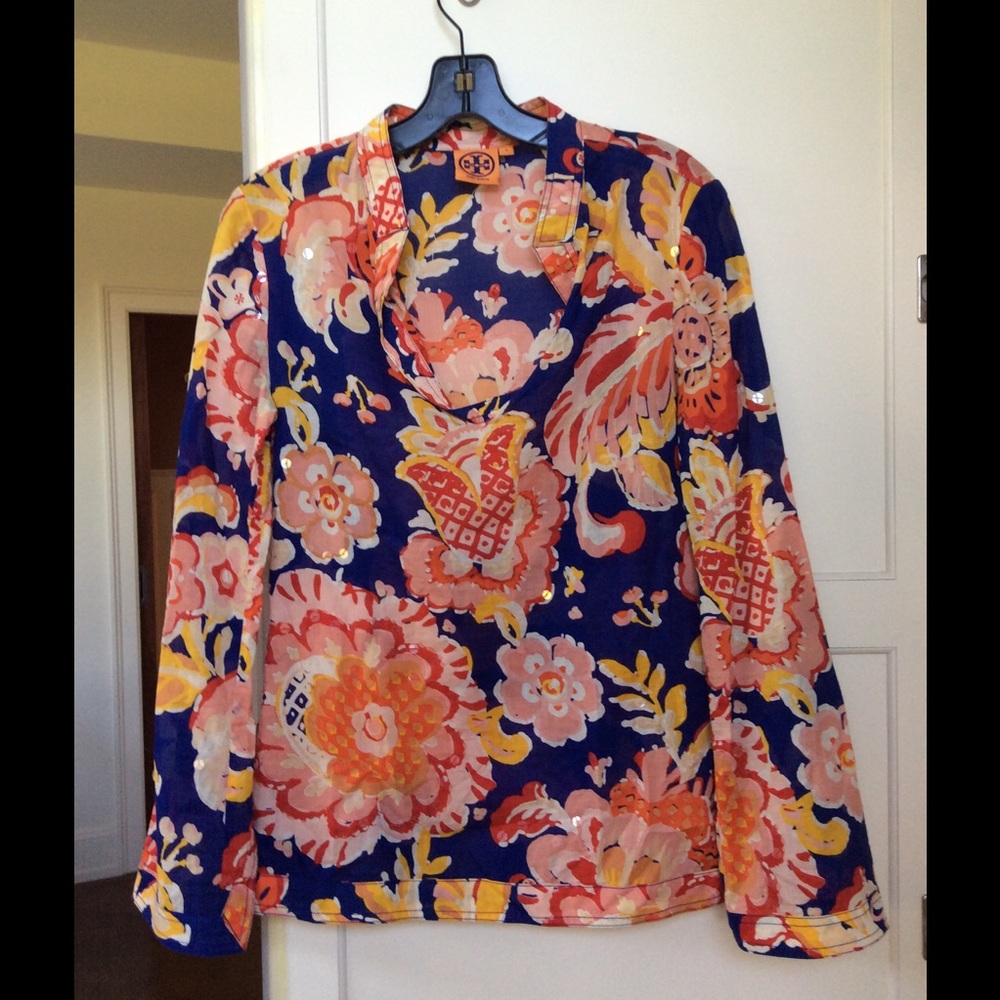 Tory Burch tunic in cotton with sequin detail