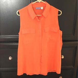 Orange Acrobat Silk Sleeveless Top L NWOT