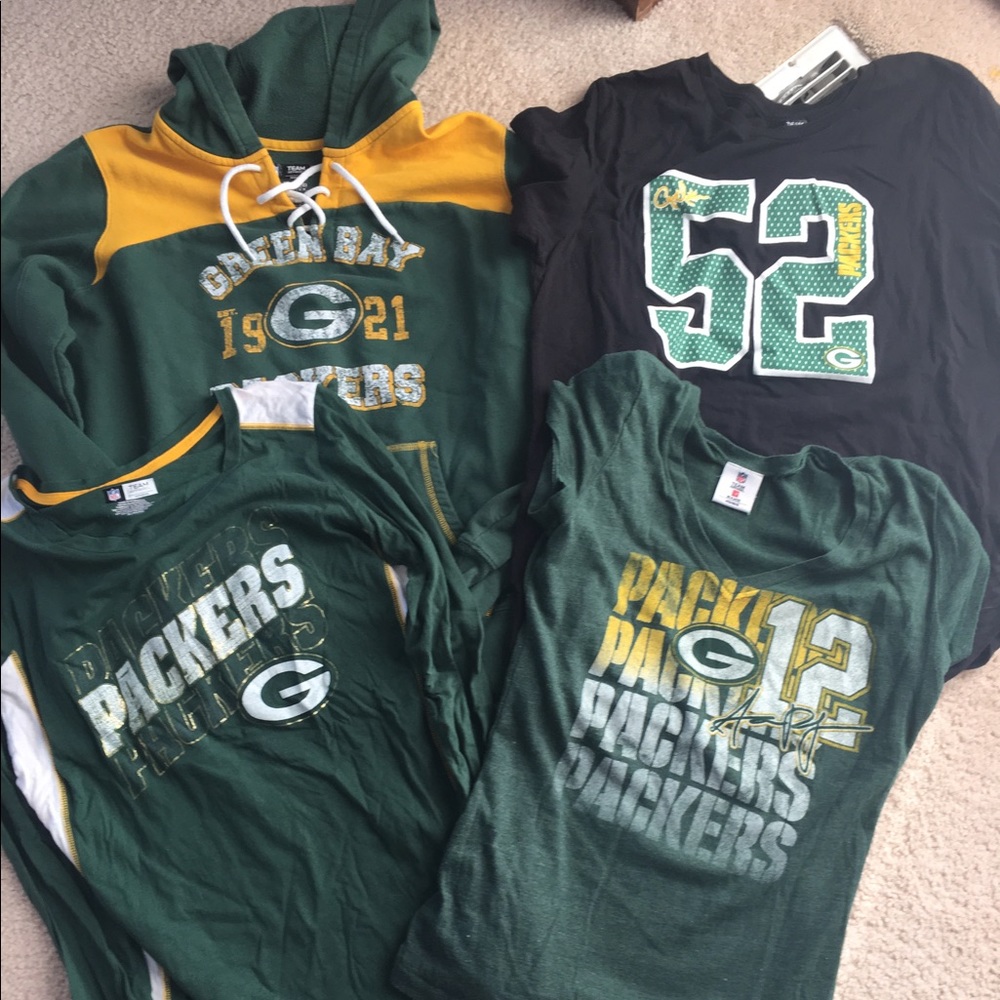 4 Green Bay Packers Womens shirts & lace up hoodie