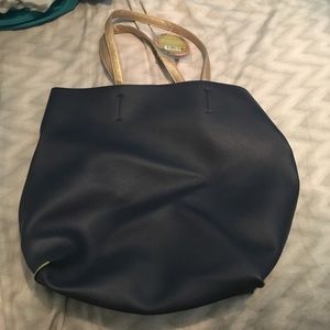 Blue, gold, and lime green bag