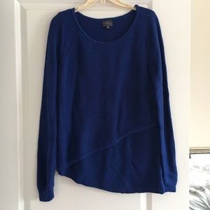Asymmetrical blue knit sweater
