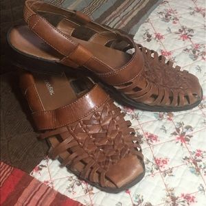 Woven leather sandals
