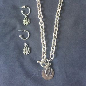 Silver necklace & earrings - Phi Mu sorority