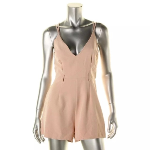 Missguided Dresses & Skirts - Misguided Pink Nude Mauve Romper Deep V Neck M L