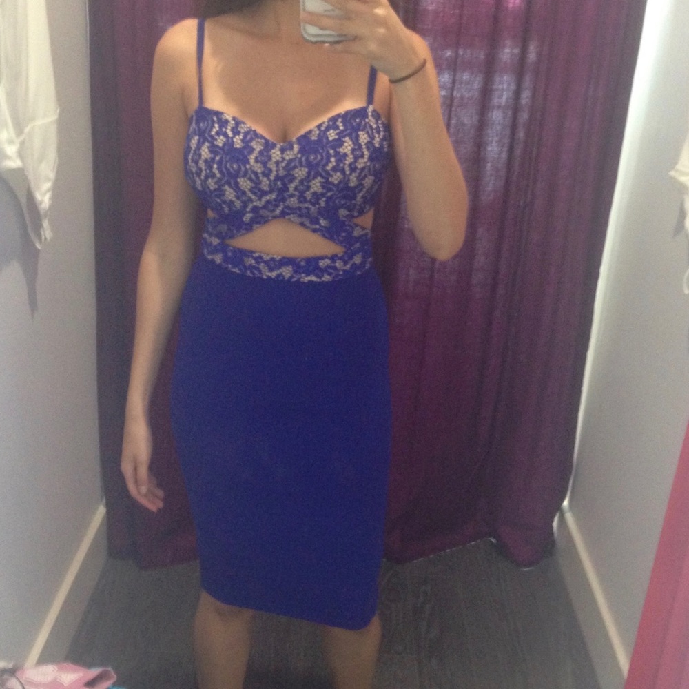 Blue Lace Midi Dress