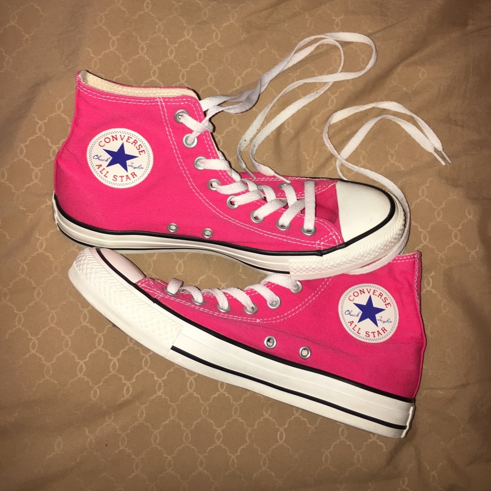 hot pink high top converse