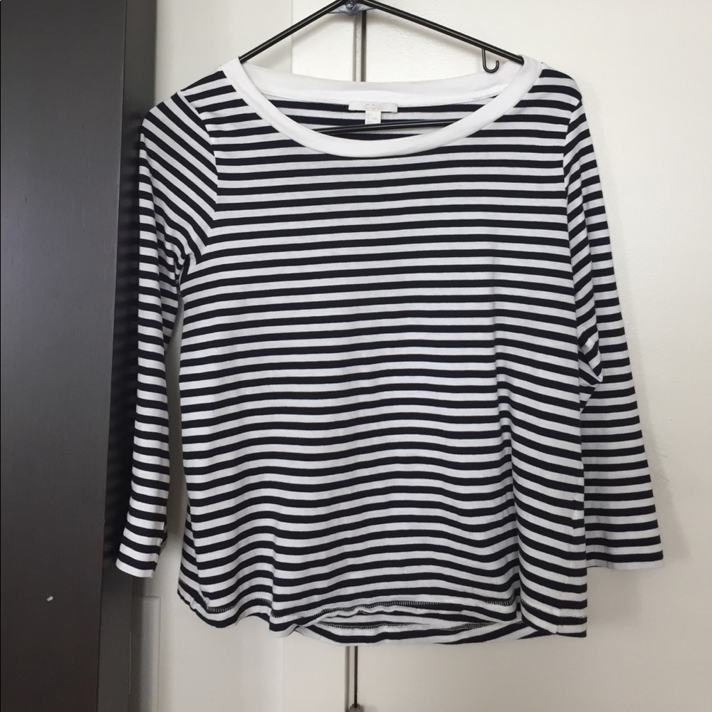COS Black & White Striped Mong Sleeve Tee