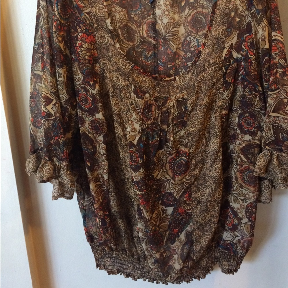 3/4 length sleeve sheer shirt