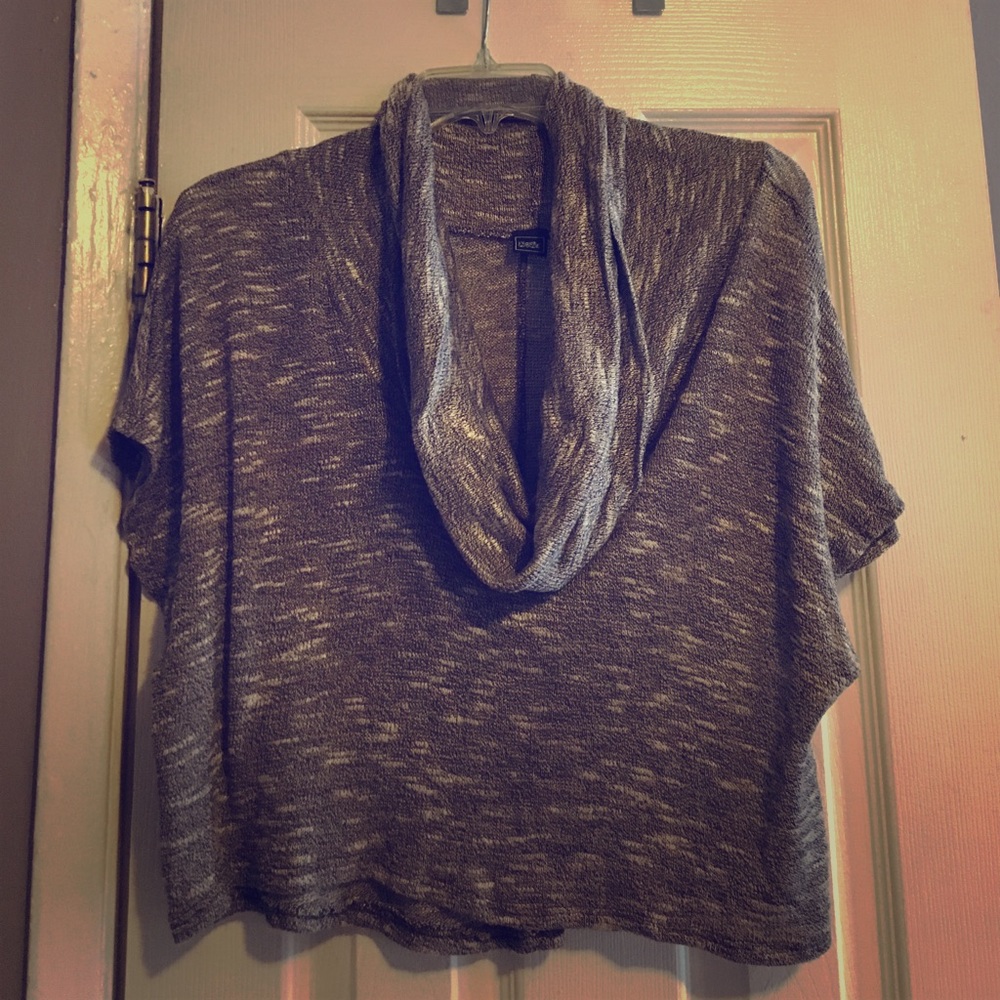 Oboe small brown/gray cowl neck crop top 👚