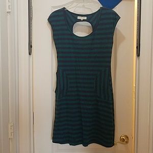 Blue and Green Striped T-shirt dress