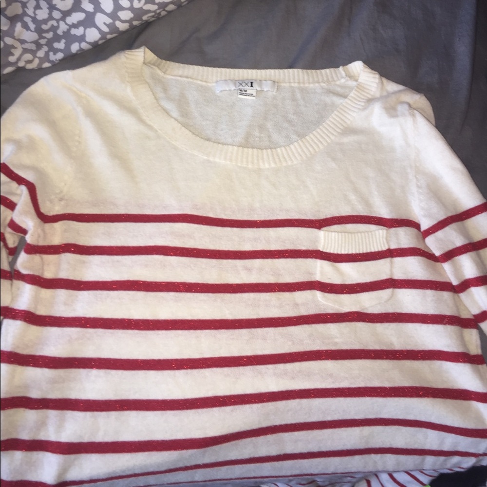 Red and white striped sweater