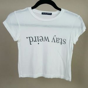 Brandy Menville Stay Weird crop top