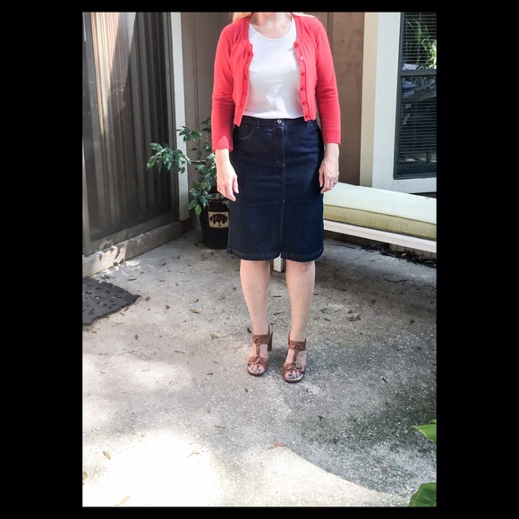 Escada Sport denim skirt with front slit - size 8 - Picture 1 of 8