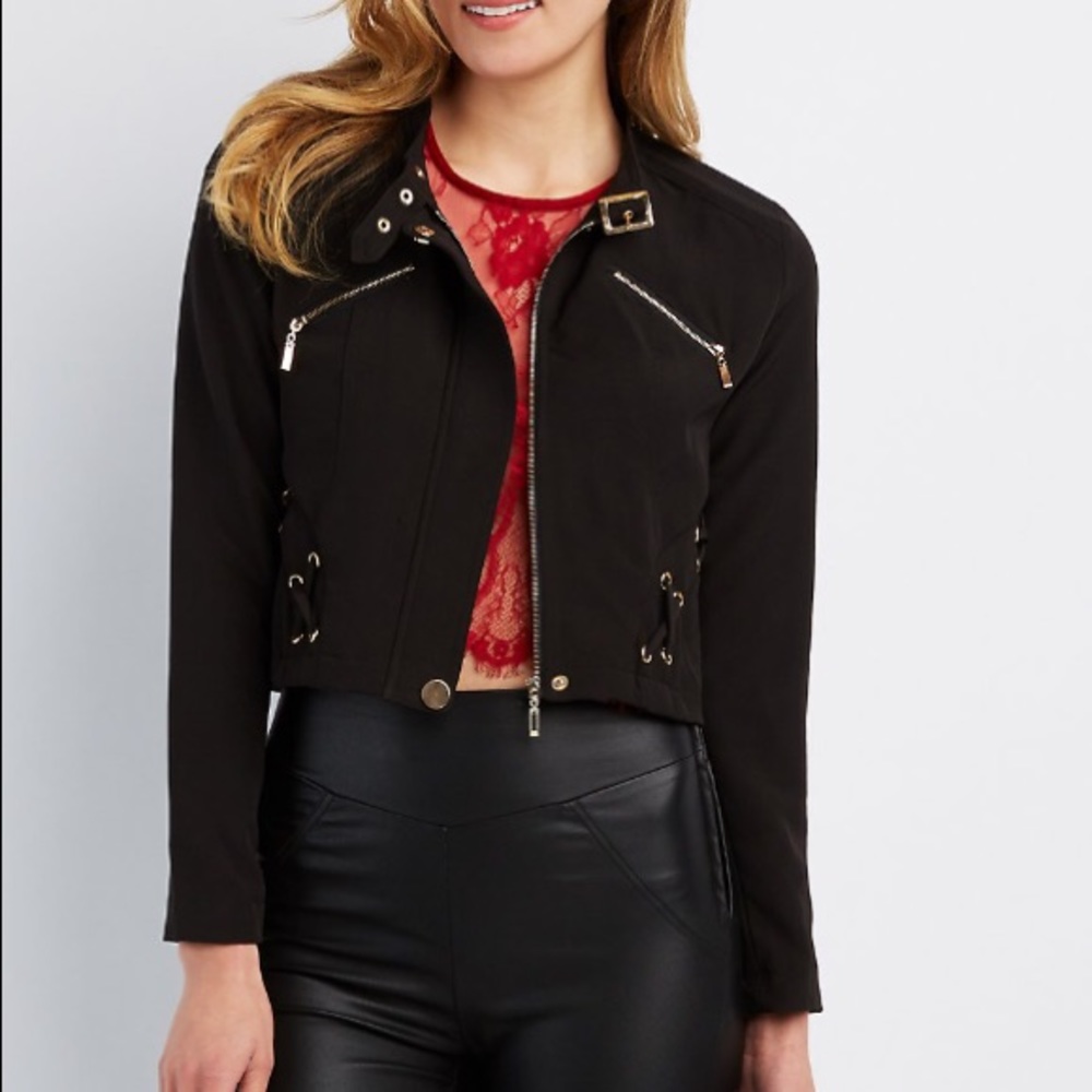 Dressy black side lace up jacket