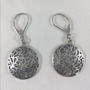 Silver color round dangle earrings