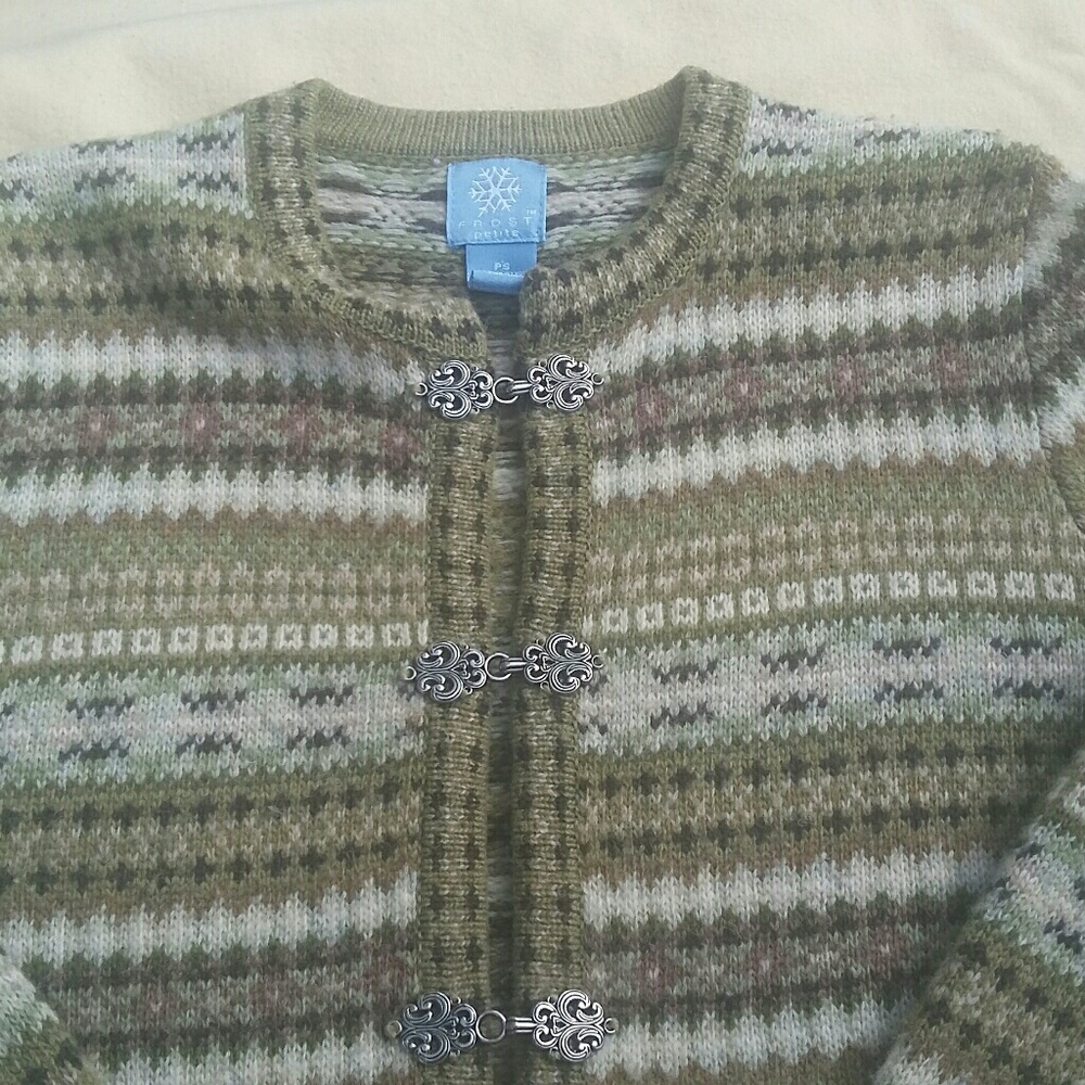 Frost Fair Isle cardigan with metal frogs-size PS