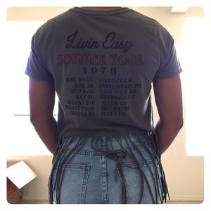 A cropped band tee with fringe