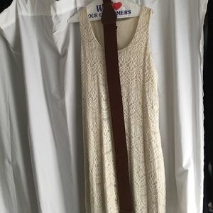 Cream lace dress with belt