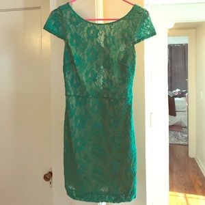 Green and lace cocktail dress