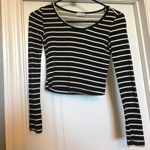 Gray and white striped crop top