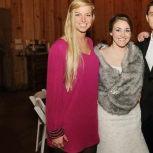 Dark fuchsia shift dress w/ black & silver beading