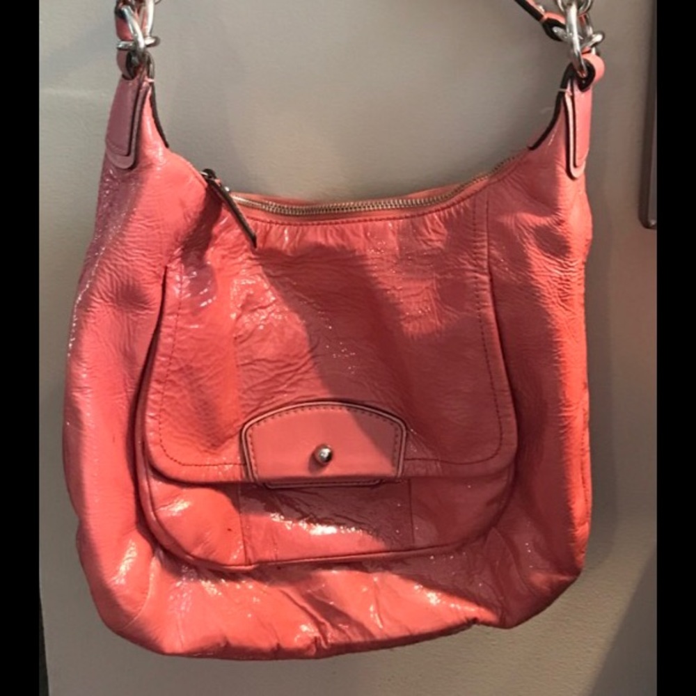 Coach patent leather cross body.. soft pink