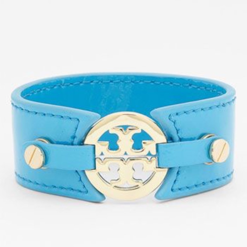 Tory Butch Logo Leather Bracelet - Blue/Teal